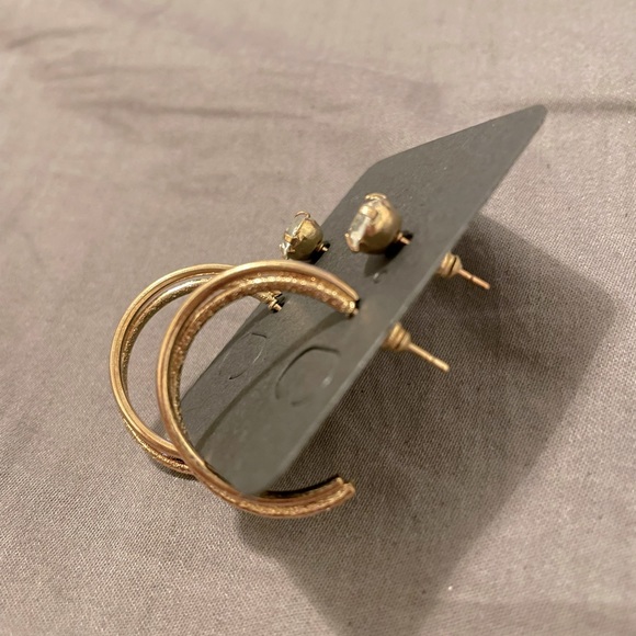 2-pairs sparkle and mini gold hoop earrings set - Picture 2 of 3